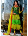 Yellow And Green Shaded Georgette Anarkali Suit