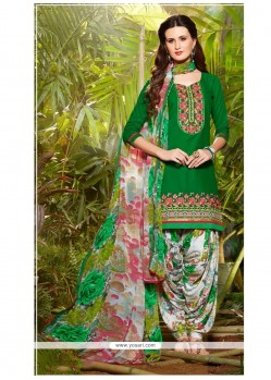 Haute Cotton Green Designer Patila Salwar Suit