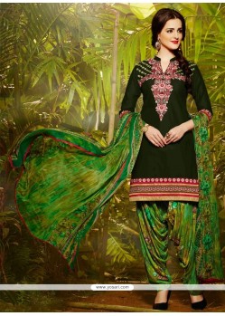 Conspicuous Green Resham Work Designer Patila Salwar Suit