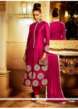 Refreshing Magenta Bhagalpuri Silk Designer Suit