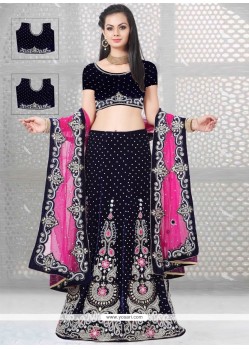 Bedazzling Navy Blue And Pink A Line Lehenga Choli