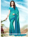 Charming Faux Crepe Blue Print Work Casual Saree