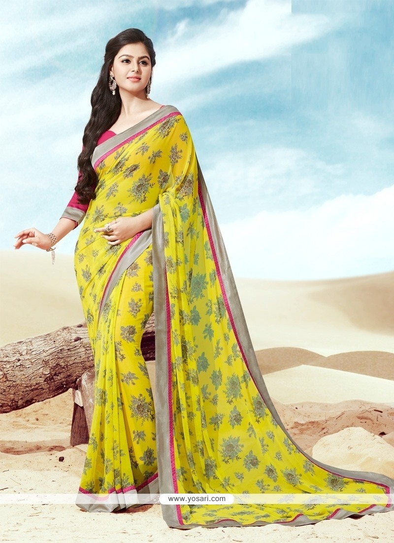 Jazzy Print Work Faux Crepe Casual Saree