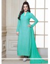 Neha Sharma Turquoise Blue Churidar Salwar Suit