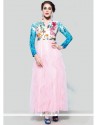 Magnificent Print Work Pink Anarkali Suit