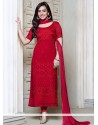 Neha Sharma Red Georgette Churidar Suit