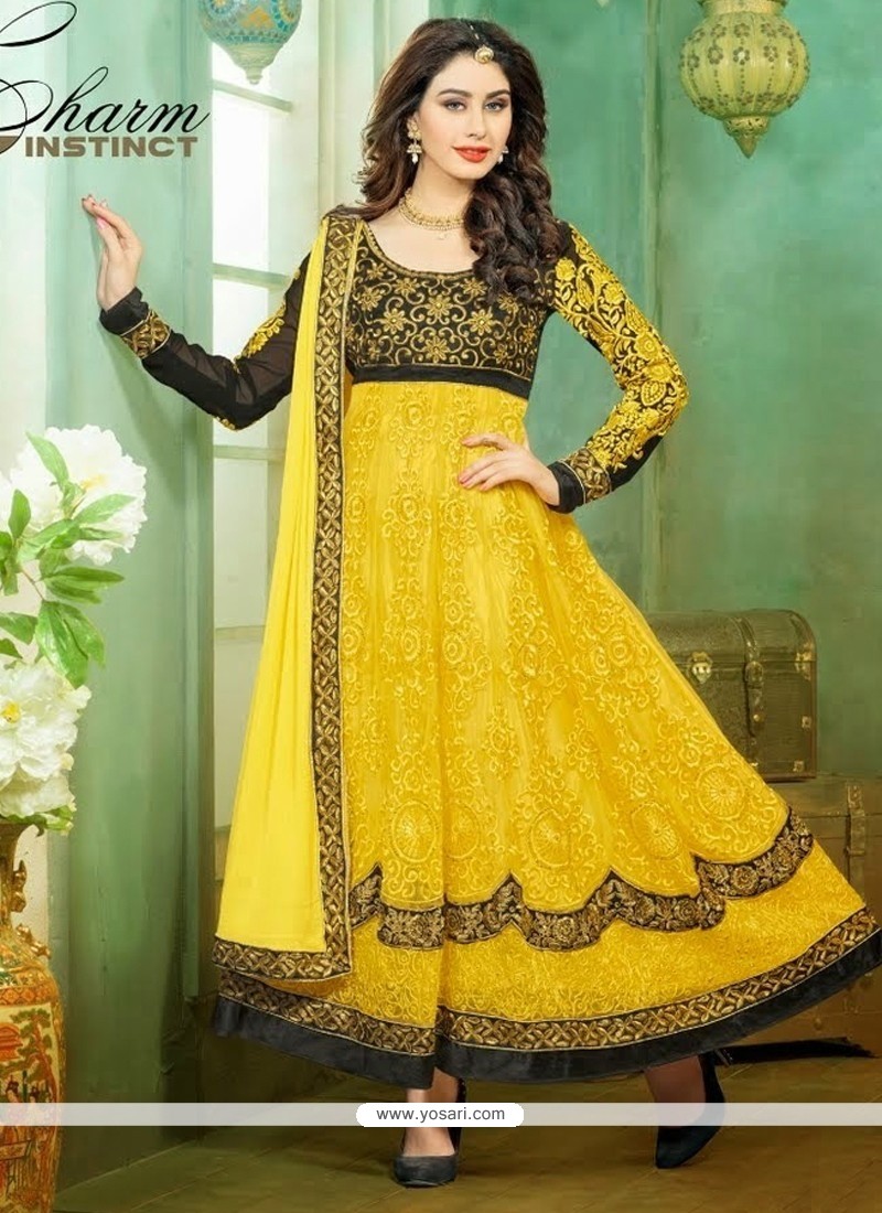 Observable Yellow Resham Anarkali Suit
