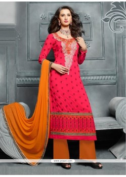 Catchy Georgette Hot Pink Designer Pakistani Suit
