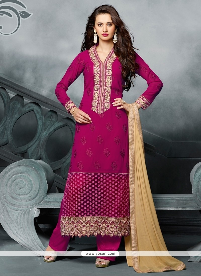 Lovable Hot Pink Designer Straight Salwar Kameez