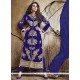 Lustre Embroidered Work Blue Designer Straight Salwar Kameez