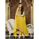 Sophisticated Embroidered Work Net Yellow Designer Salwar Suit