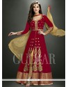 Tantalizing Embroidered Work Georgette Red Designer Salwar Suit