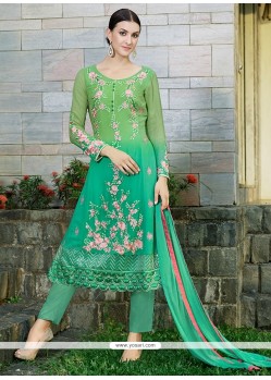 Dilettante Georgette Embroidered Work Pant Style Suit