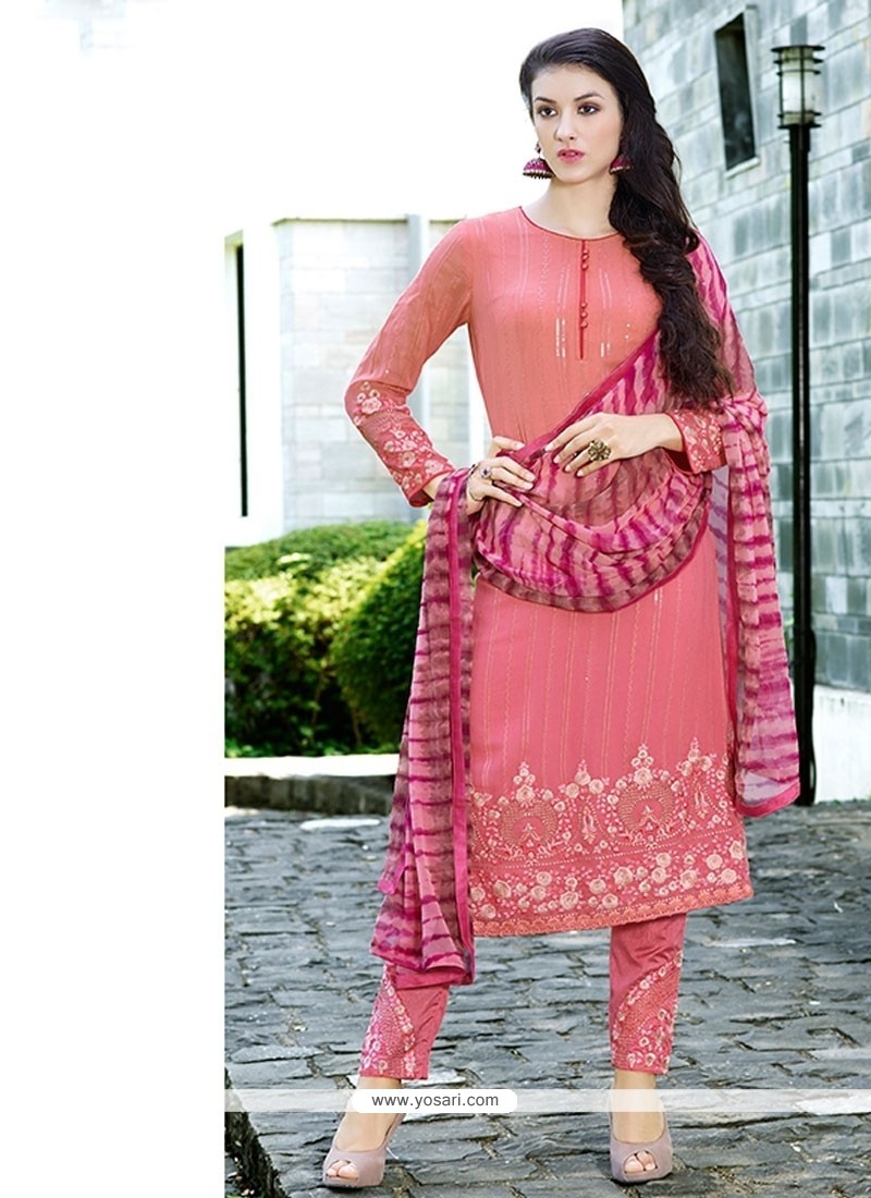 Angelic Hot Pink Georgette Pant Style Suit