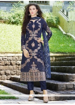 Sonorous Embroidered Work Blue Pant Style Suit