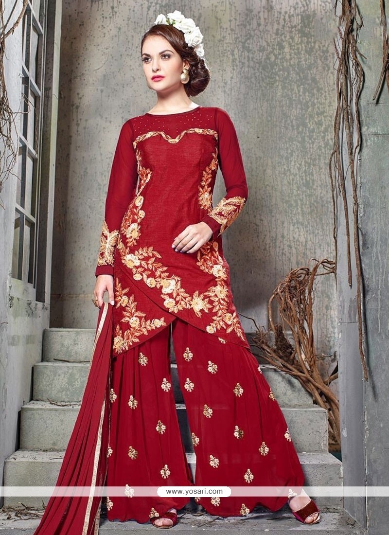 Imperial Resham Work Banglori Silk Designer Palazzo Suit