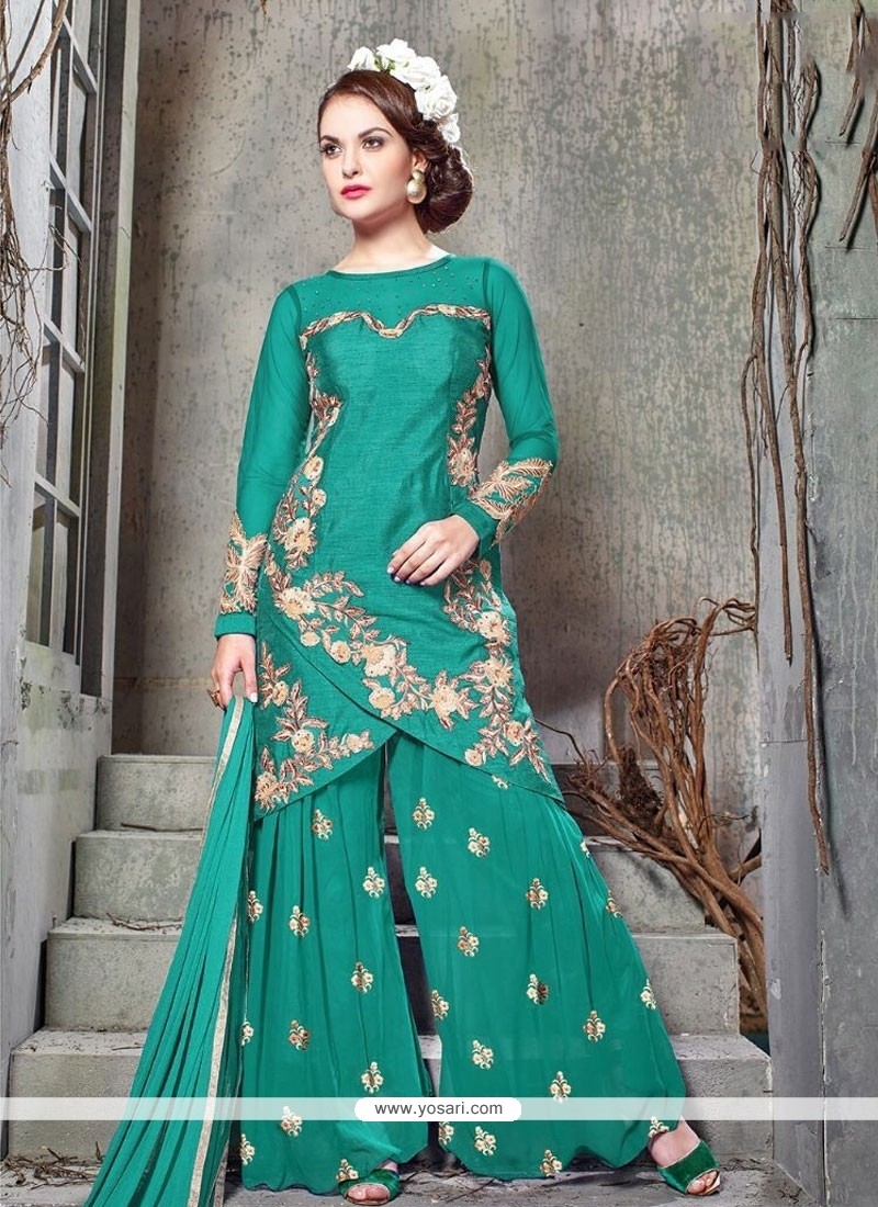 Awesome Embroidered Work Designer Palazzo Salwar Suit