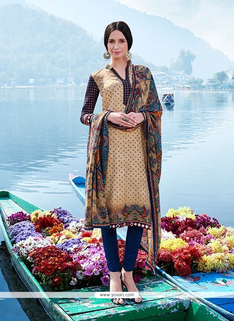 Noble Pashmina Multi Colour Print Work Churidar Designer Suit