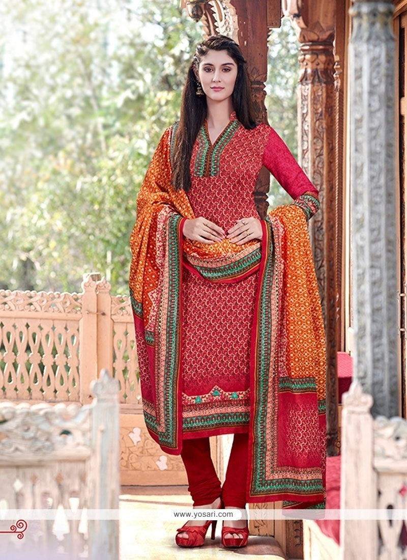 Versatile Pashmina Multi Colour Print Work Churidar Designer Suit
