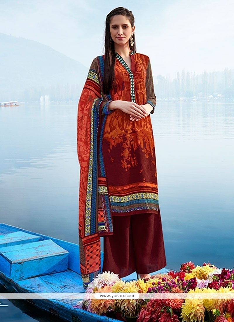 Miraculous Multi Colour Print Work Pashmina Designer Suit