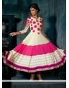Off White And Pink Georgette Anarkali Suit