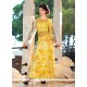 Yellow Georgette Embroidered Work Designer Gown