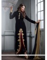 Beauteous Resham Work Black Velvet Designer Salwar Suit