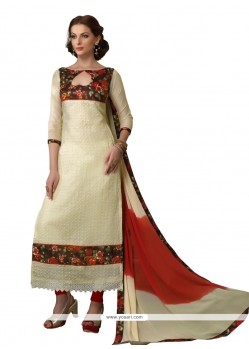 Pretty Patch Border Work Chanderi Churidar Designer Suit