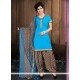 Aesthetic Turquoise Lace Work Cotton Designer Patiala Suit