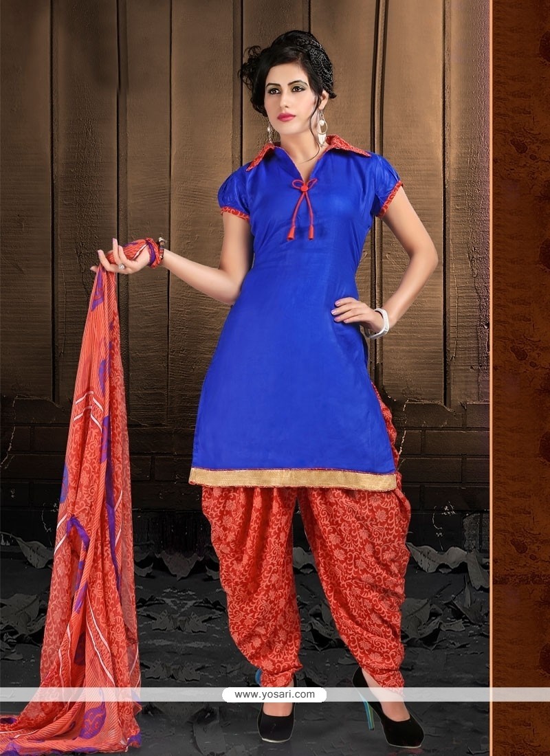 Sensational Cotton Lace Work Designer Patiala Suit