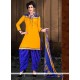 Masterly Cotton Yellow Lace Work Designer Patiala Suit