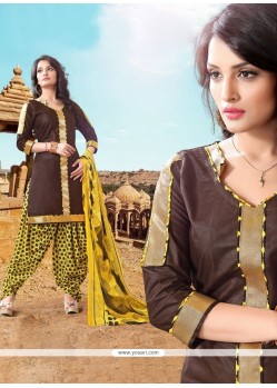 Exquisite Brown Designer Patila Salwar Suit