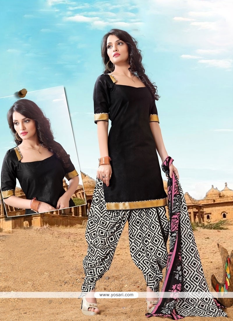 Mod Cotton Black Designer Patiala Salwar Kameez