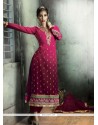 Classy Georgette Hot Pink Zari Work Designer Straight Salwar Kameez