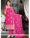 Fabulous Embroidered Work Viscose Pink Churidar Salwar Kameez