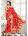 Grandiose Red Lace Work Banarasi Silk Designer Saree