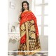 Girlish Lace Work Orange Banarasi Silk Designer Saree
