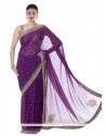 Irresistible Faux Chiffon Purple Lace Work Designer Saree
