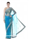Awesome Net Turquoise Designer Saree