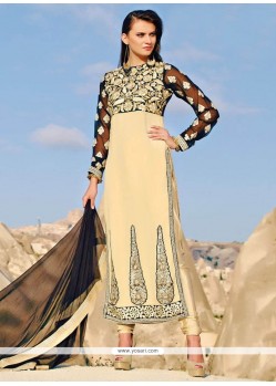 Amazing Beige Shaded Faux Georgette Pakistani Styles Suit
