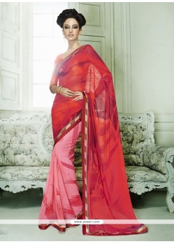 Renowned Red Georgette Casual Saree