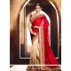 Exotic Shimmer Georgette Red Zari Work Designer Saree