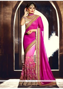Vibrant Hot Pink Designer Saree