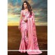 Classy Satin Pink Print Work Designer Saree
