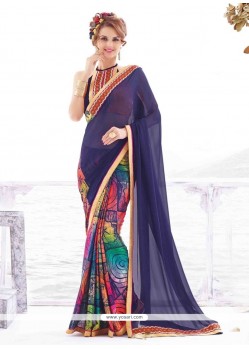Picturesque Georgette Lace Work Casual Saree