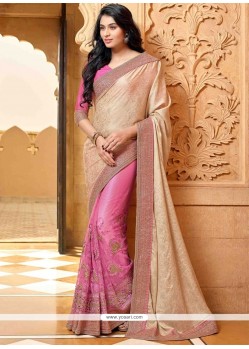 Modish Pink Faux Chiffon Designer Saree