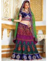 Multicolored Resham Enhanced Velvet Lehenga Choli