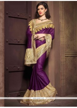 Intricate Georgette Purple Designer Saree
