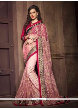 Sparkling Pink Net Designer Saree
