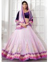 Stylish Pink Appliqued Net Lehenga Choli